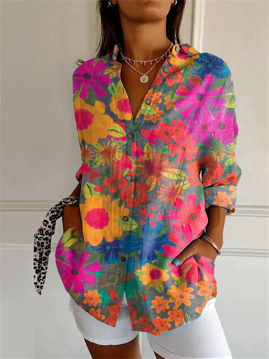 Lisette - Camisetas de Manga Larga con Motivos Florales