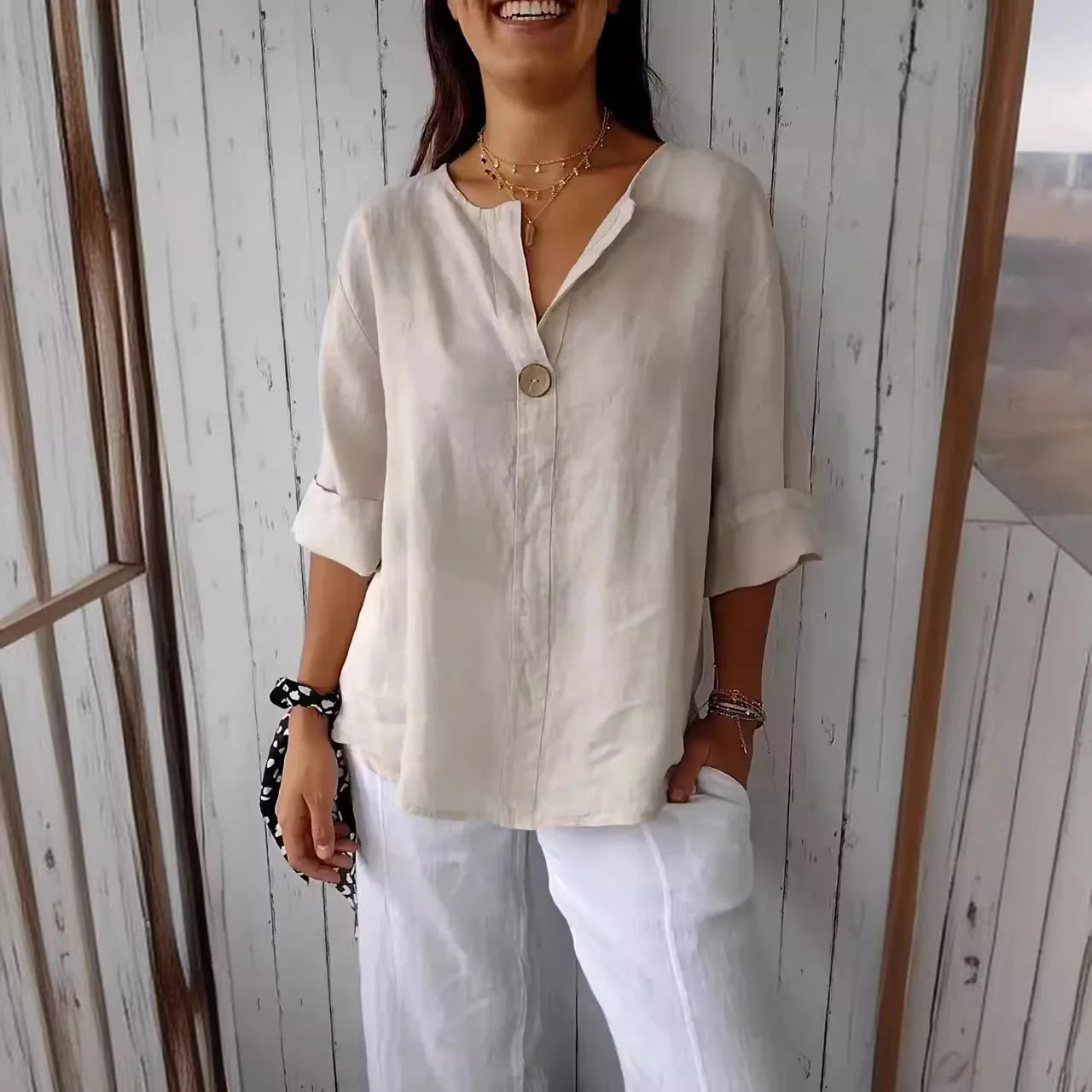 Mariet - Blusa Larga con Mangas Cortas