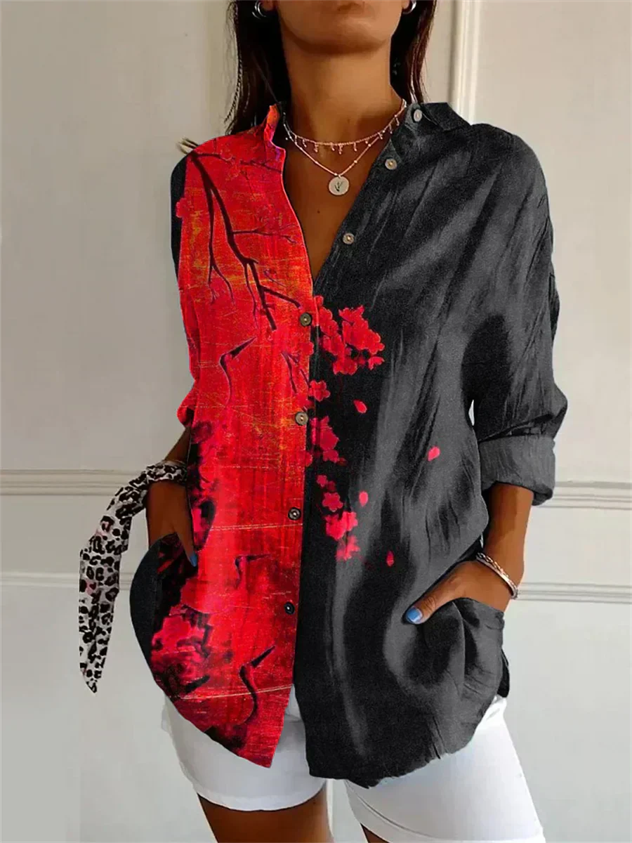 Soof - Blusa Roja Negra con Motivo Floral